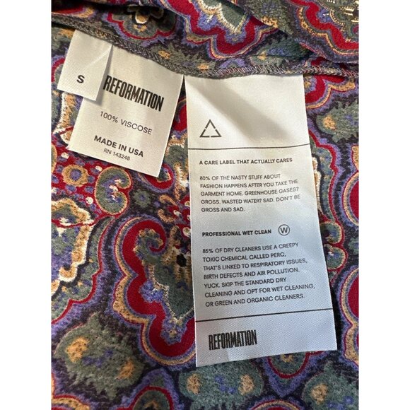 Reformation Womens Long Sleeve V-Neck Tunic Dress With Paisley Print - Picture 7 of 8